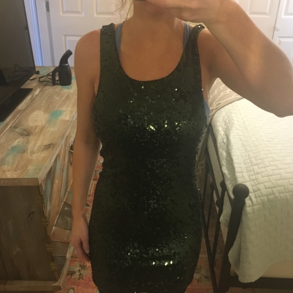 Hunter green sequin dress